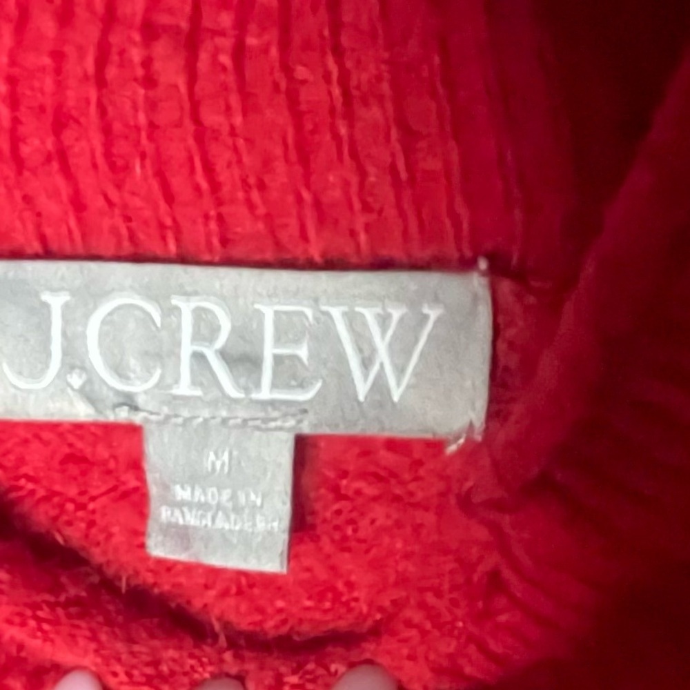 J.Crew Red Merino Alpaca Crewneck Sweater M Cozy Classic - Picture 4 of 6